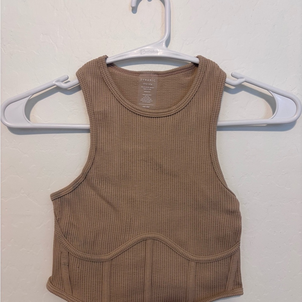 Tan Ribbed Tank Top